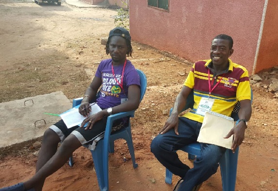 NDC &amp; NPP Party agents at the Heirs Chapel polling center.